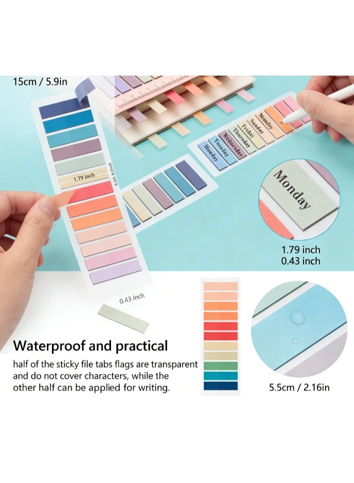 ووفيكسر مجموعة ملصقات لاصقة مكونة من 1200 قطعة، علامات صفحات شفافة ملونة مع مسطرة شفافة مرنة، فواصل فهرسة بألوان موراندي للكتب والملفات وتنظيم المكتب. - Image 3